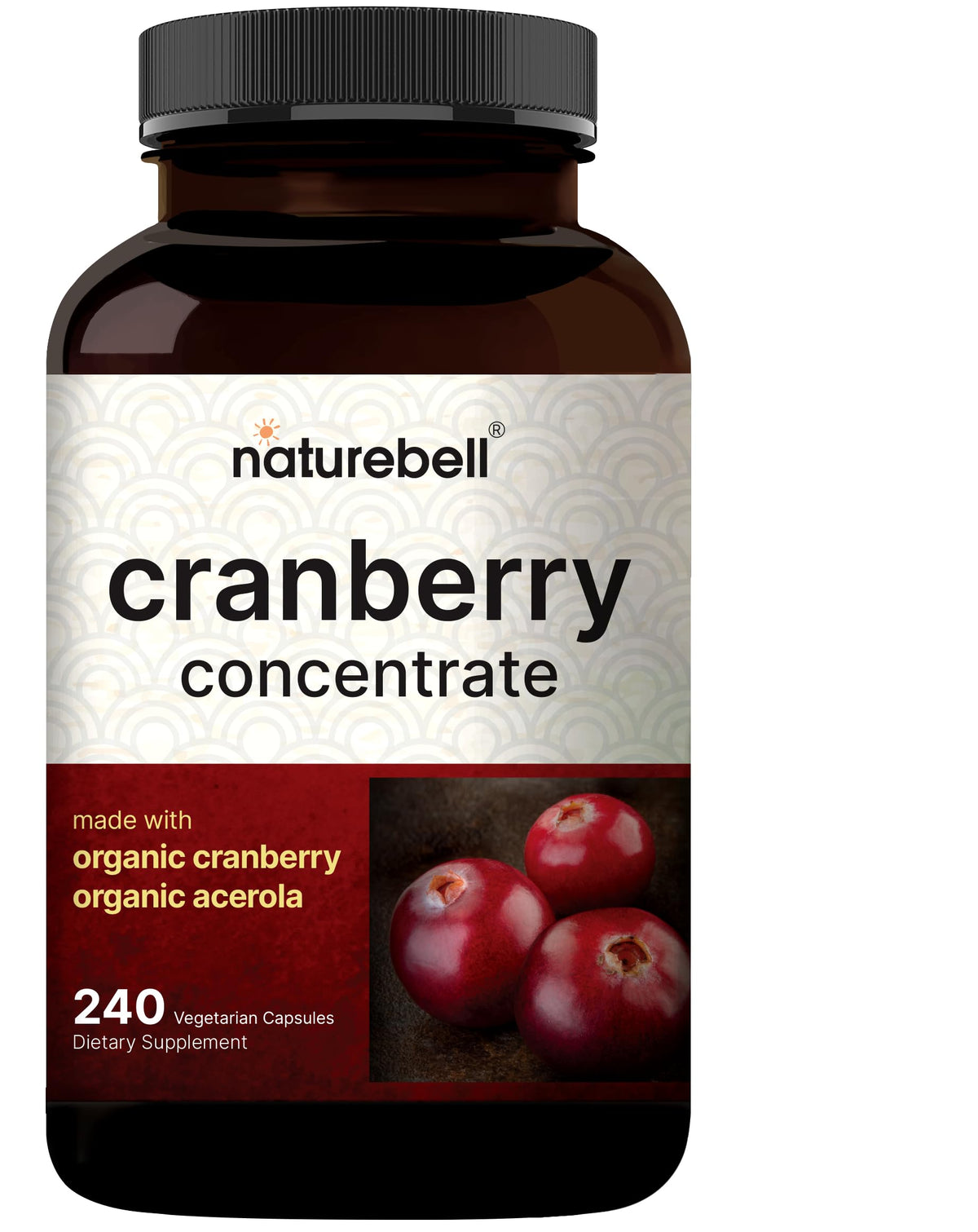 NatureBell Cranberry Pills bottle with 240 veggie capsules
