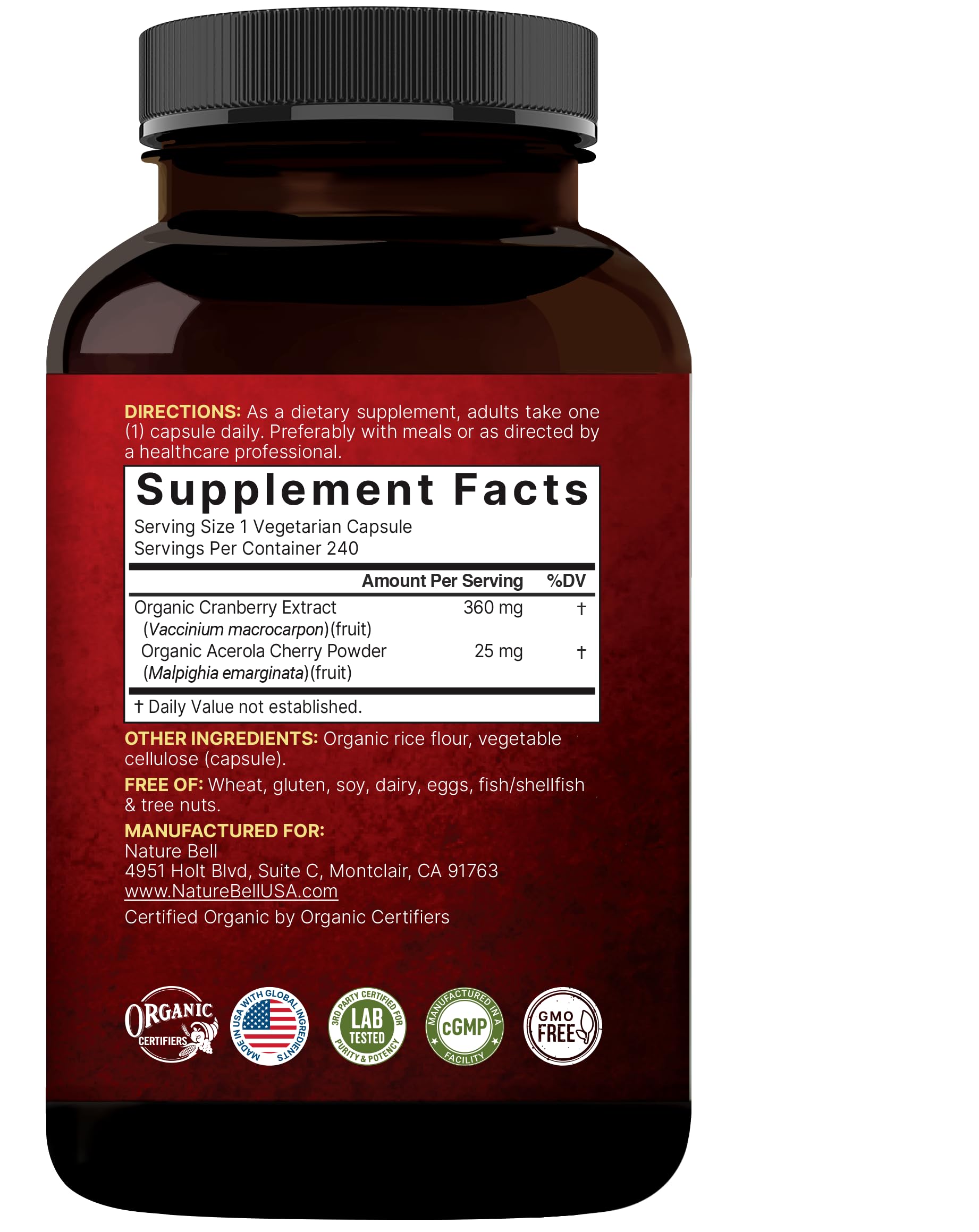 Capsules displayed beside the bottle