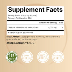 Creatine monohydrate bottle on white background