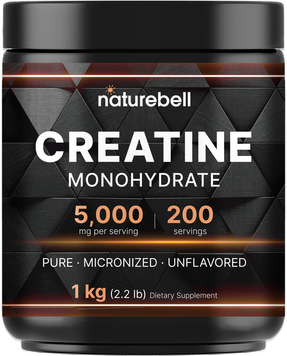 NatureBell Creatine Monohydrate 1000g bottle with scoop