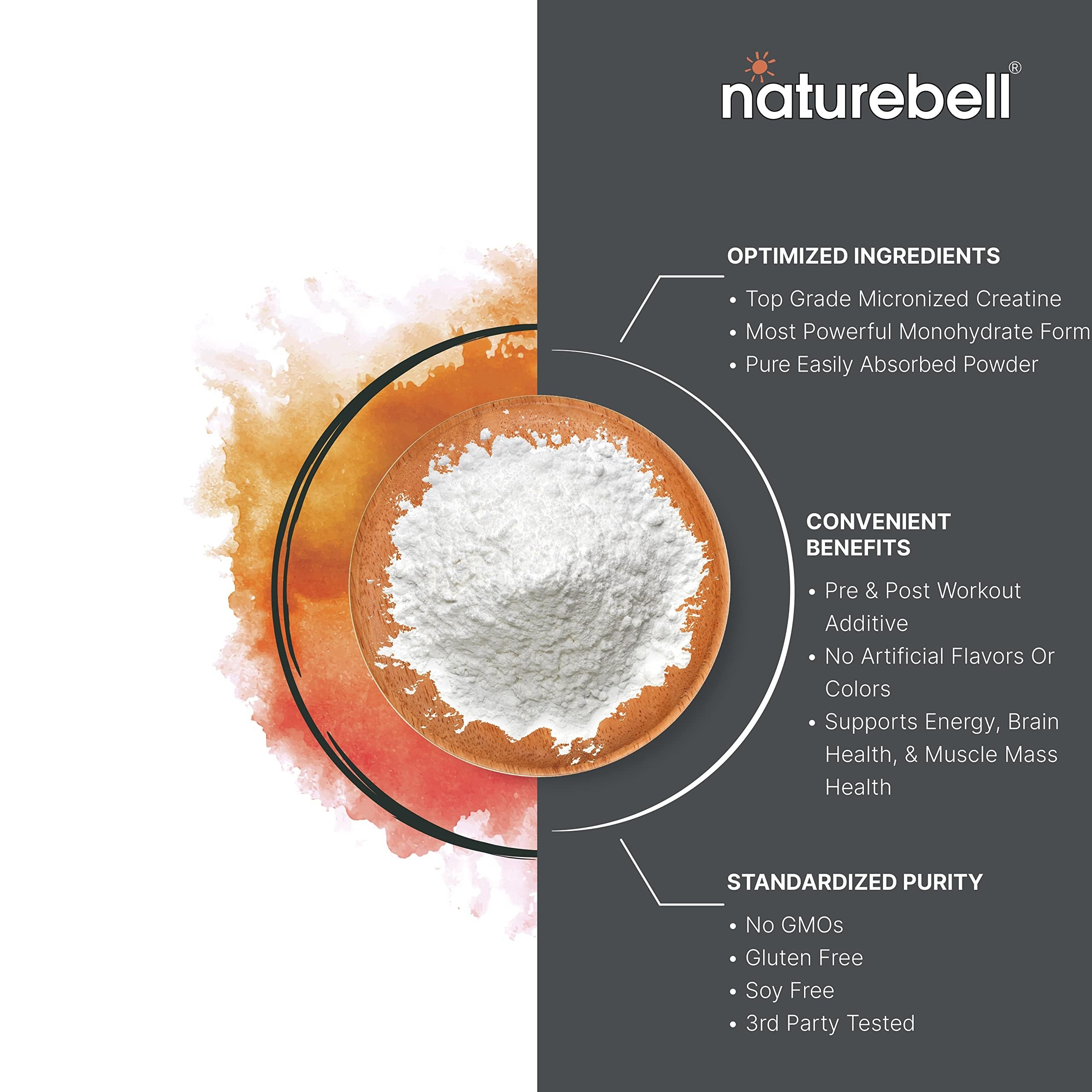 Micronized creatine monohydrate powder for easy mixing
