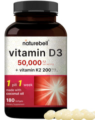 NatureBell Vitamin D3 50,000 IU + K2 200 mcg bottle