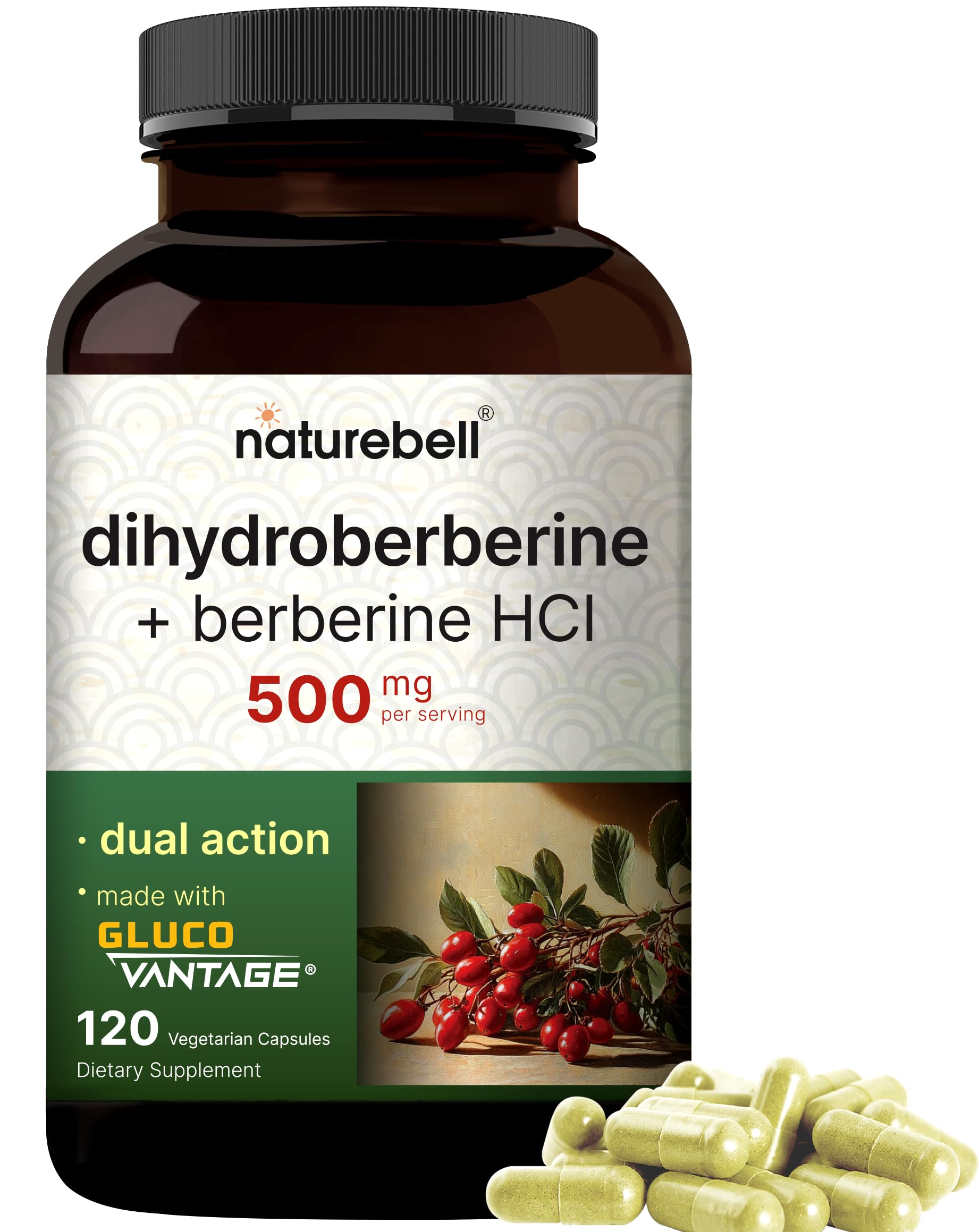 NatureBell DHB Berberine HCl 500mg bottle - hero image