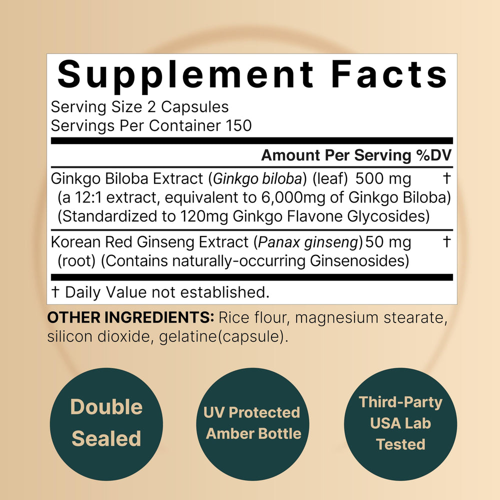 NatureBell Ginkgo Biloba and Panax Ginseng packaging