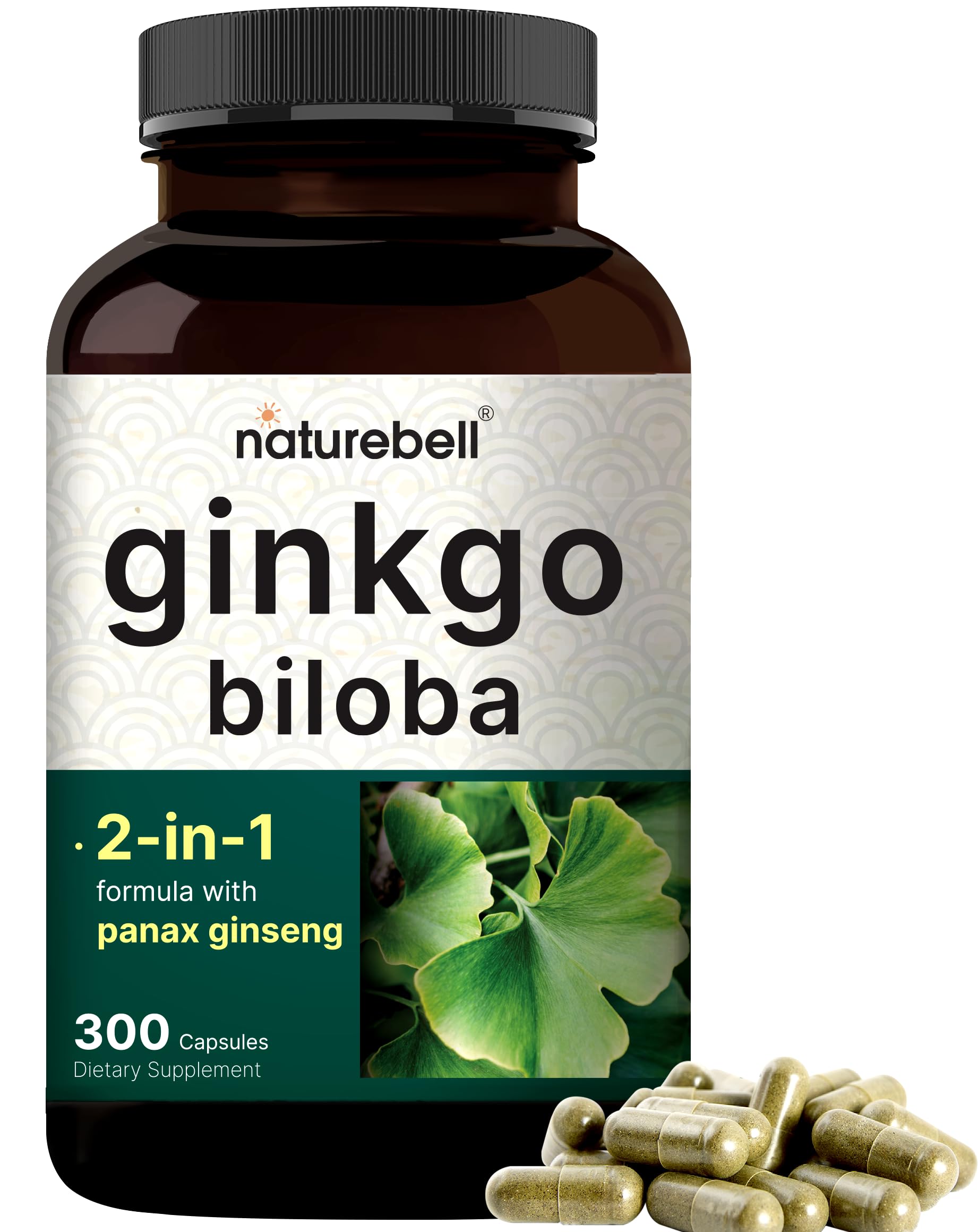 NatureBell Ginkgo Biloba 6000mg with Panax Ginseng 500mg bottle