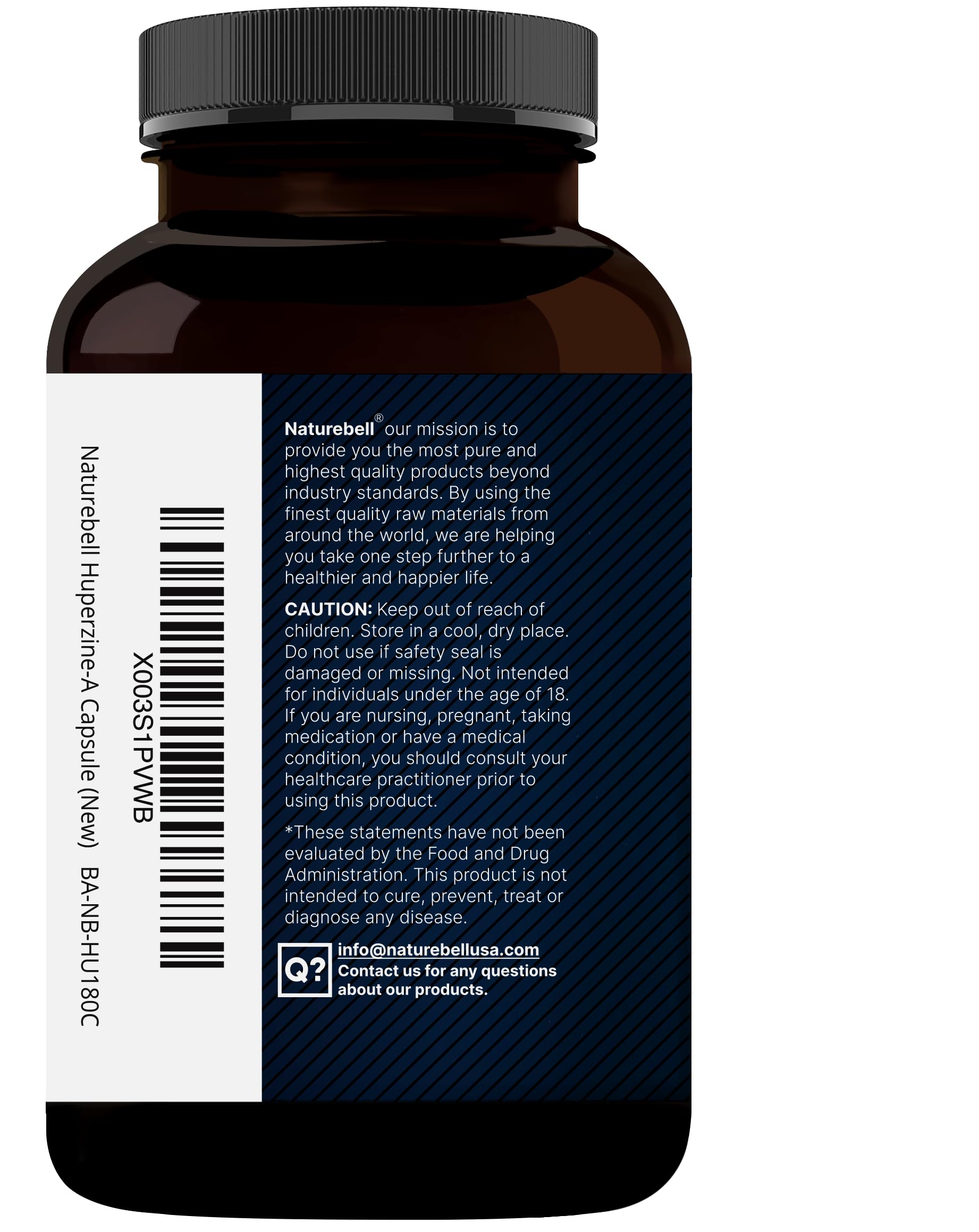 Bottle showing serving size and directions