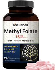 NatureBell L-Methylfolate 15mg bottle with 240 veggie capsules