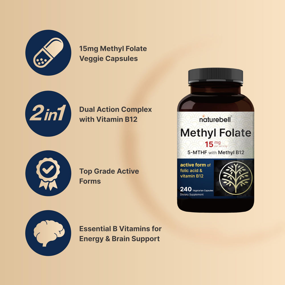 NatureBell L-Methylfolate 15mg bottle front view with label