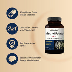 NatureBell L-Methylfolate 15mg bottle front view with label