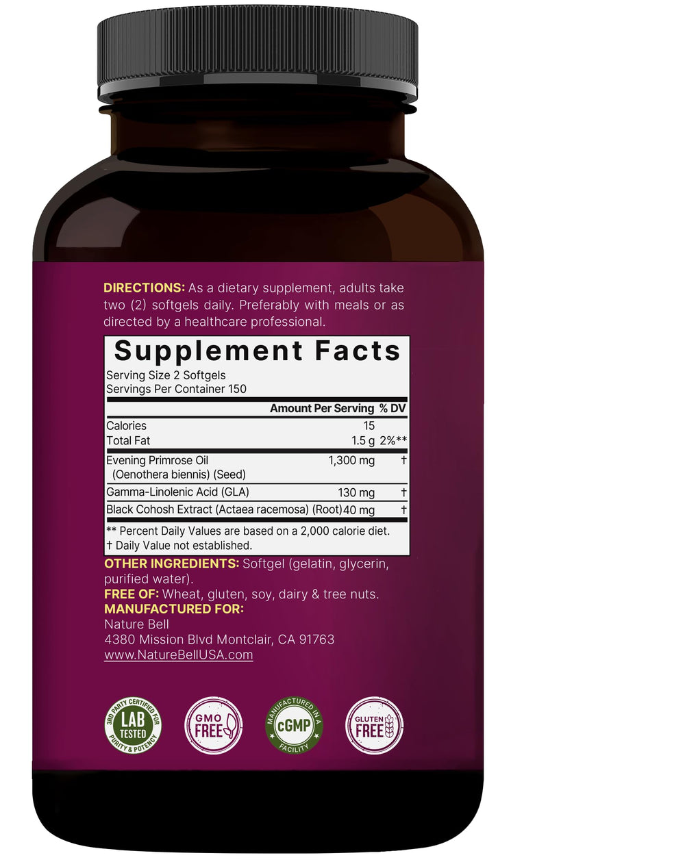 Laboratory testing certificate for NatureBell supplement