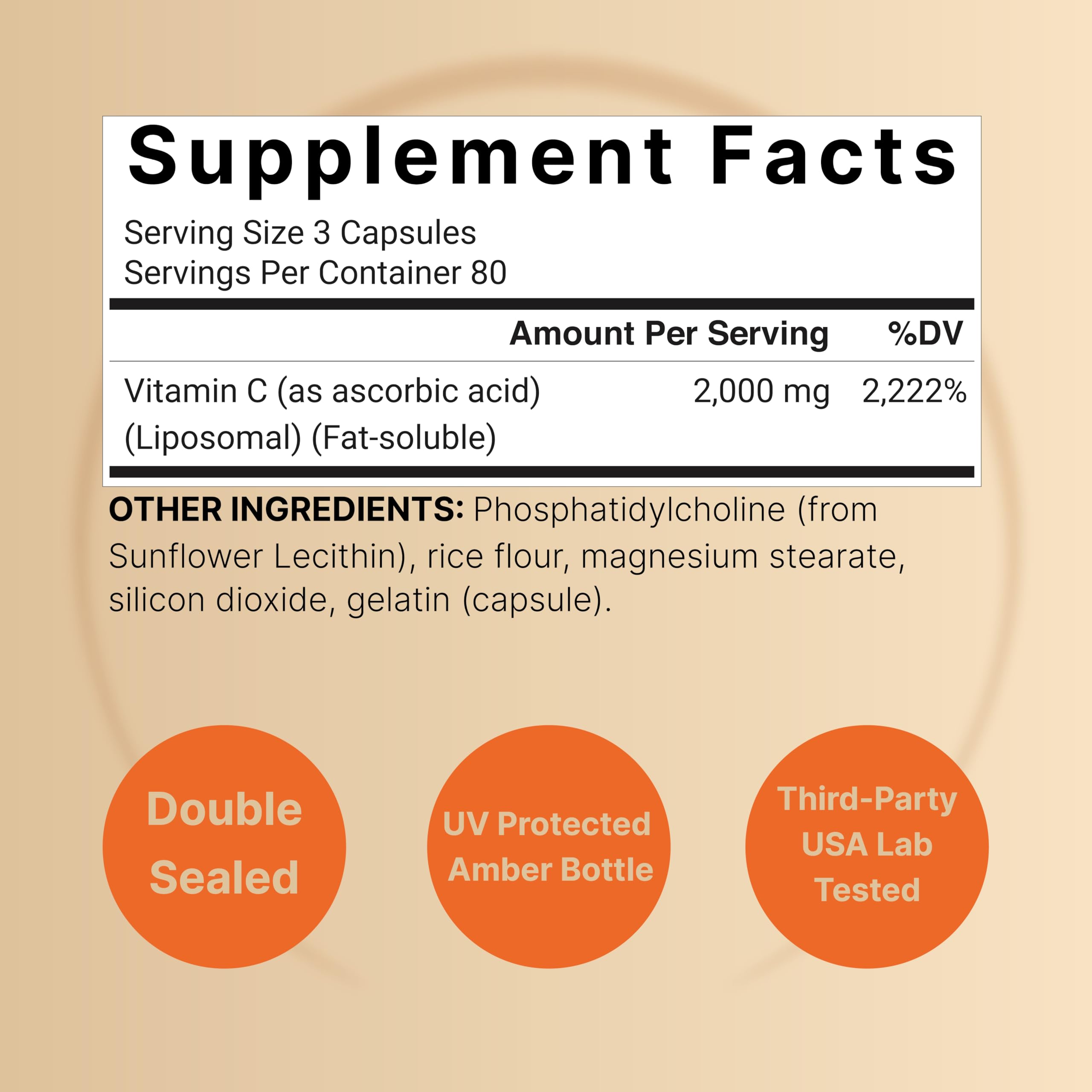 NatureBell liposomal Vitamin C bottle with lab-tested badge