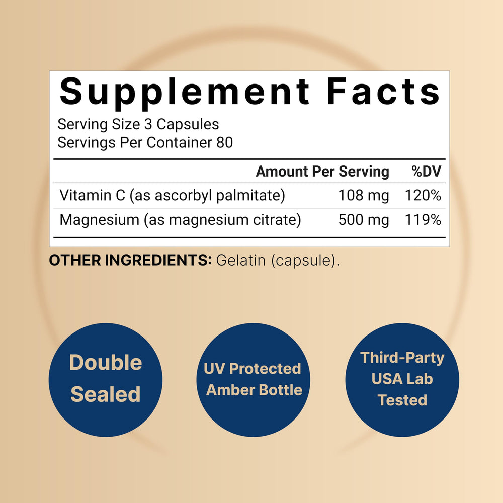 Close-up of NatureBell magnesium citrate bottle label