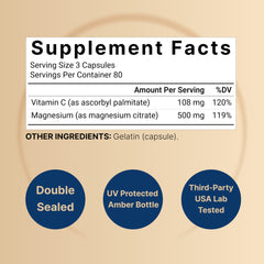 Close-up of NatureBell magnesium citrate bottle label
