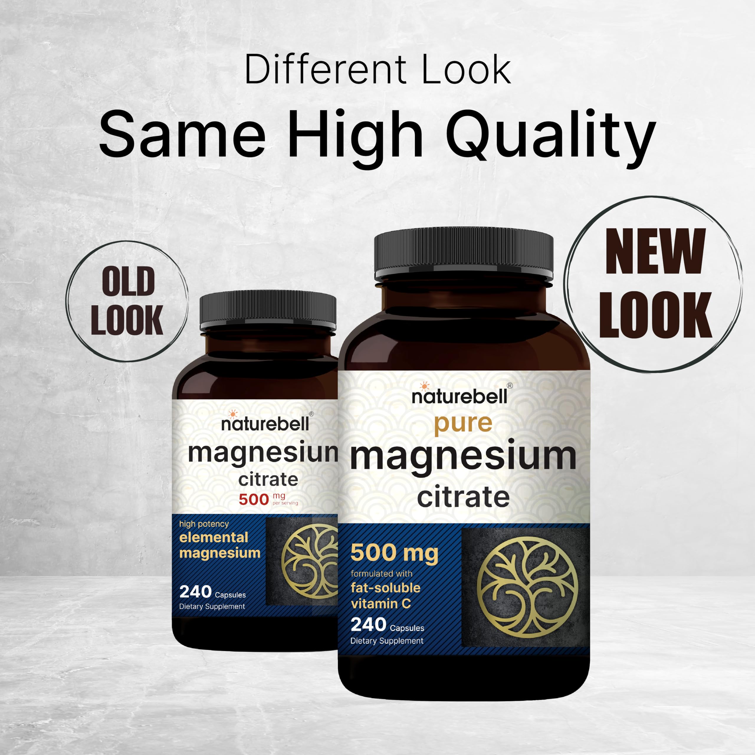 Informational graphic: 500mg magnesium and 108mg vitamin C per serving