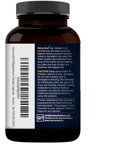 Close-up of NatureBell Magnesium Citrate 500mg bottle