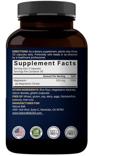 Recommended serving: 3 capsules for 500mg daily dose