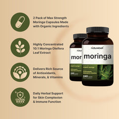 Bottle showing 480 NatureBell Moringa Capsules