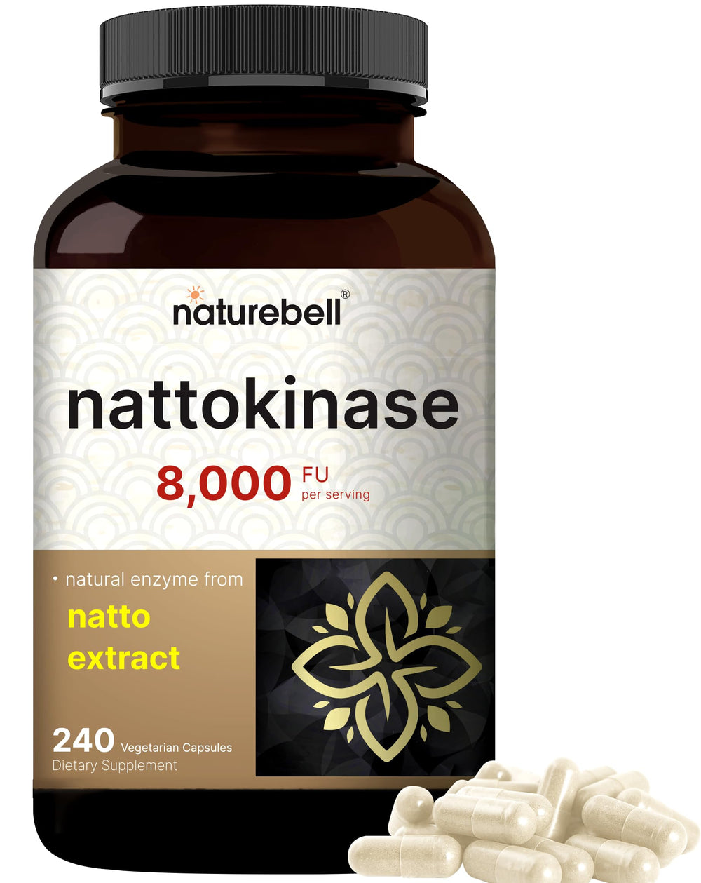 NatureBell Nattokinase bottle showing 8000 FU per serving