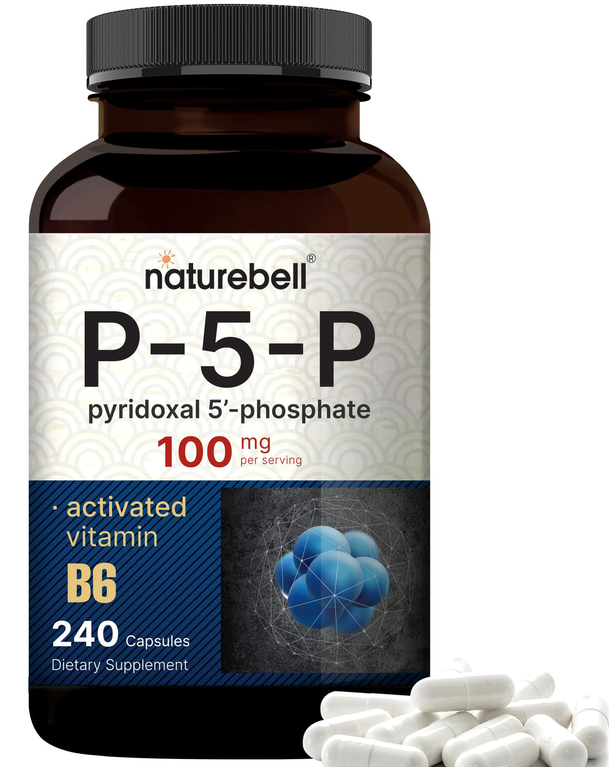 NatureBell P5P Vitamin B6 100mg bottle with 240 capsules