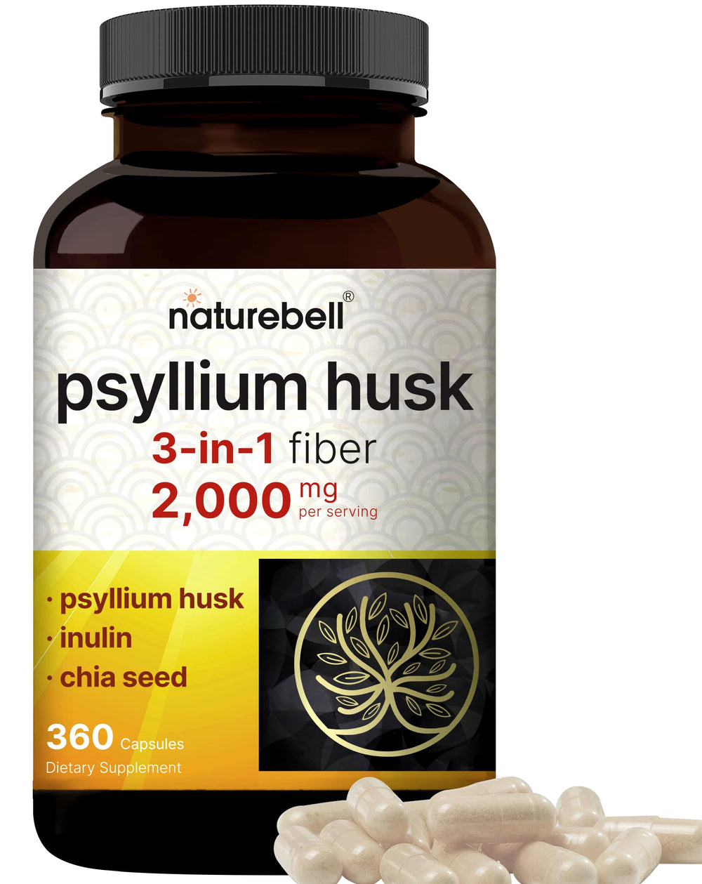 NatureBell Psyllium Husk Capsules bottle with label