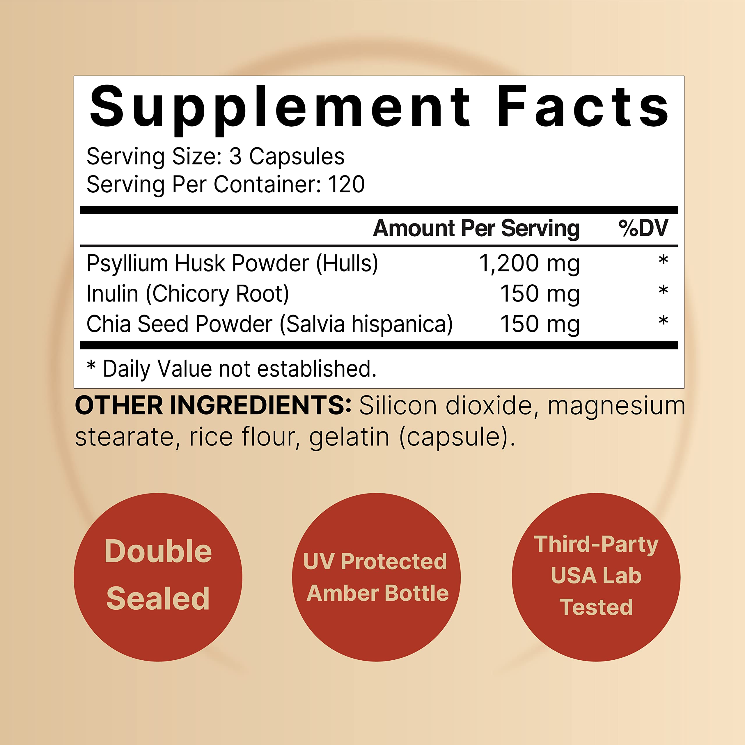 Close-up of psyllium husk fiber capsules