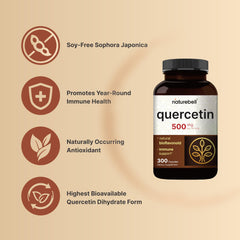 Front view of NatureBell Quercetin 500mg bottle label