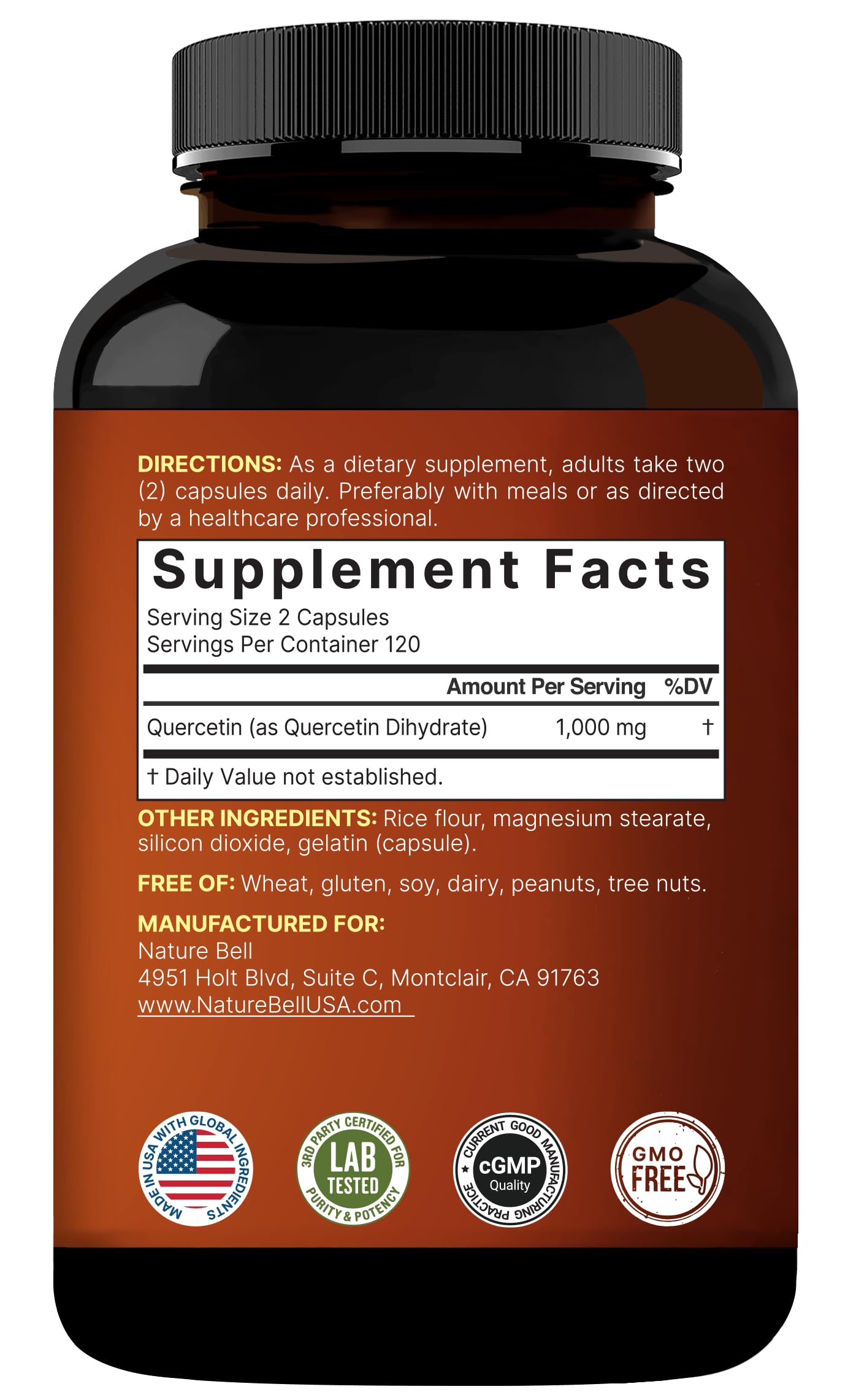 Non-GMO and gluten-free certification icons on label