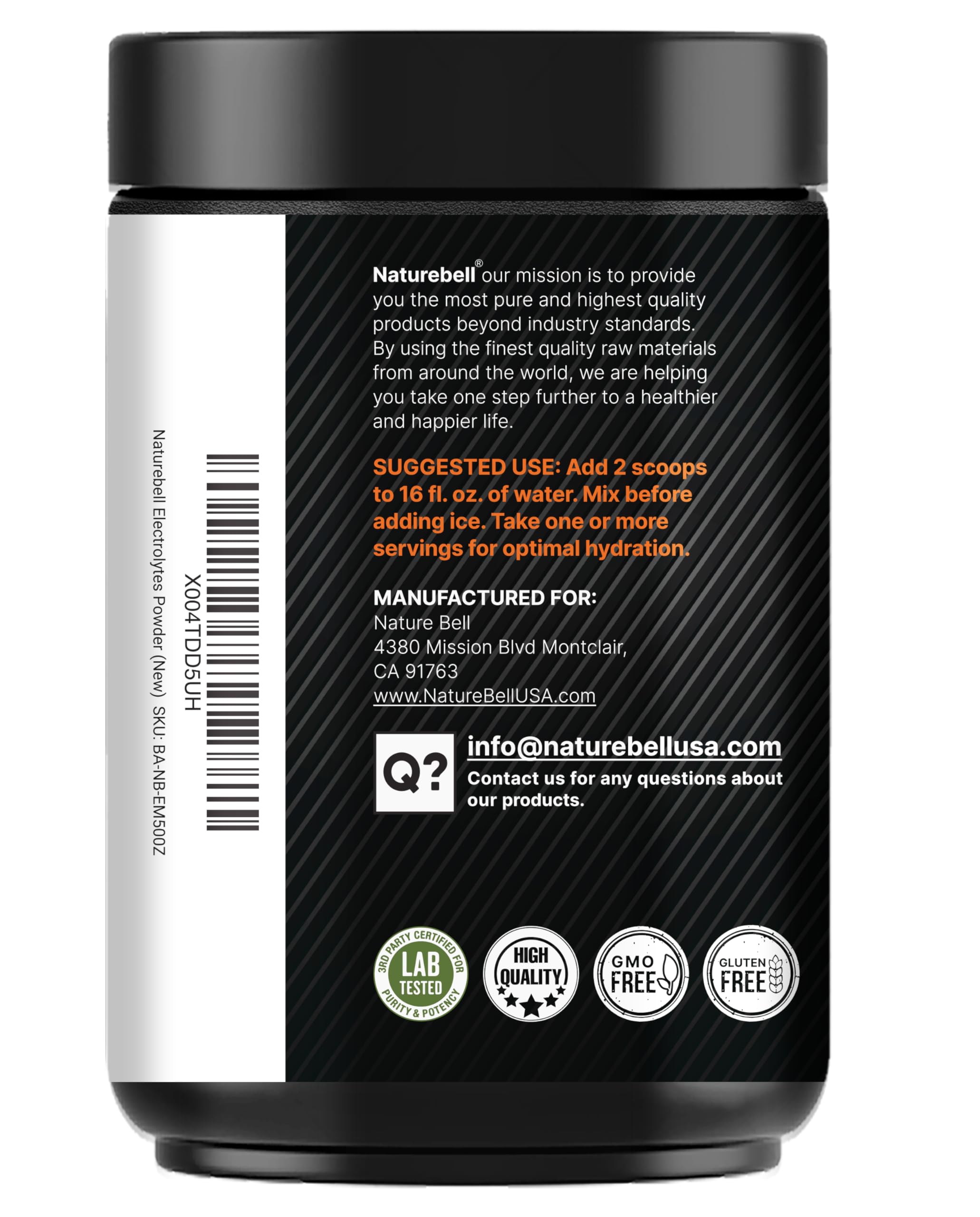 NatureBell Sport Electrolytes bottle and label for on-the-go hydration