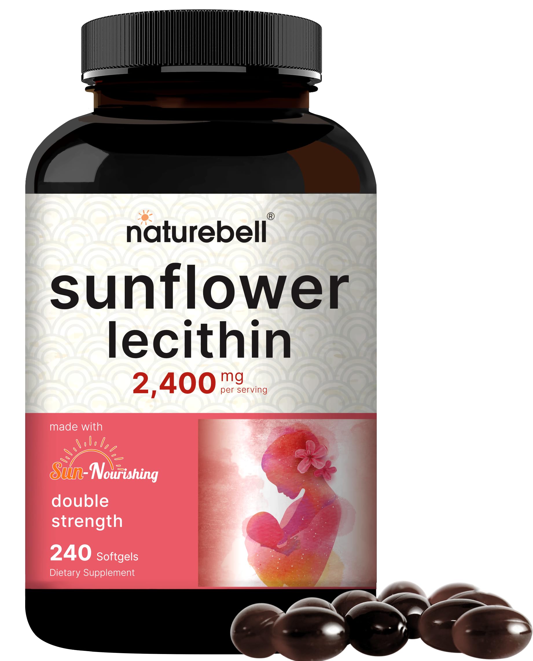 NatureBell Sunflower Lecithin 2400mg bottle with 240 softgels