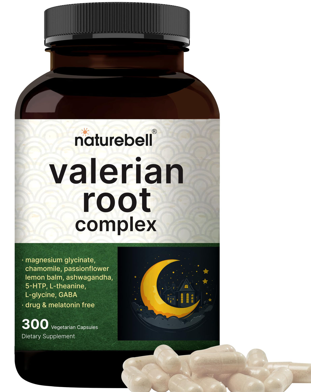 NatureBell Valerian Root Sleep Supplement bottle – 300 veggie capsules