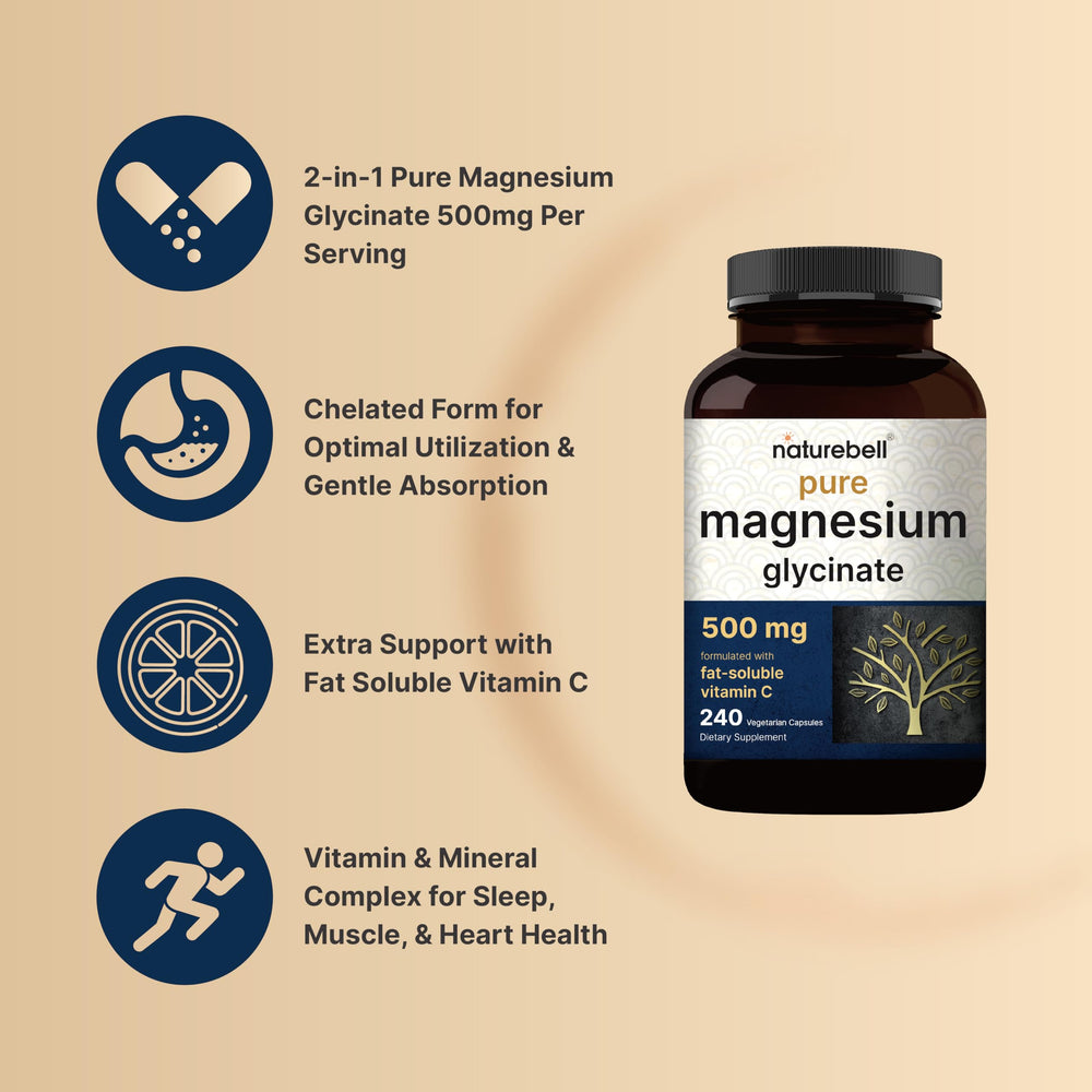 NatureBell Veggie capsules packaging — vegetarian-friendly magnesium Glycinate for daily use.