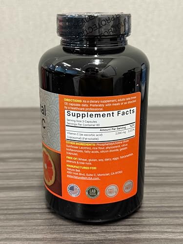 Ingredients and supplement facts for NatureBell Vitamin C