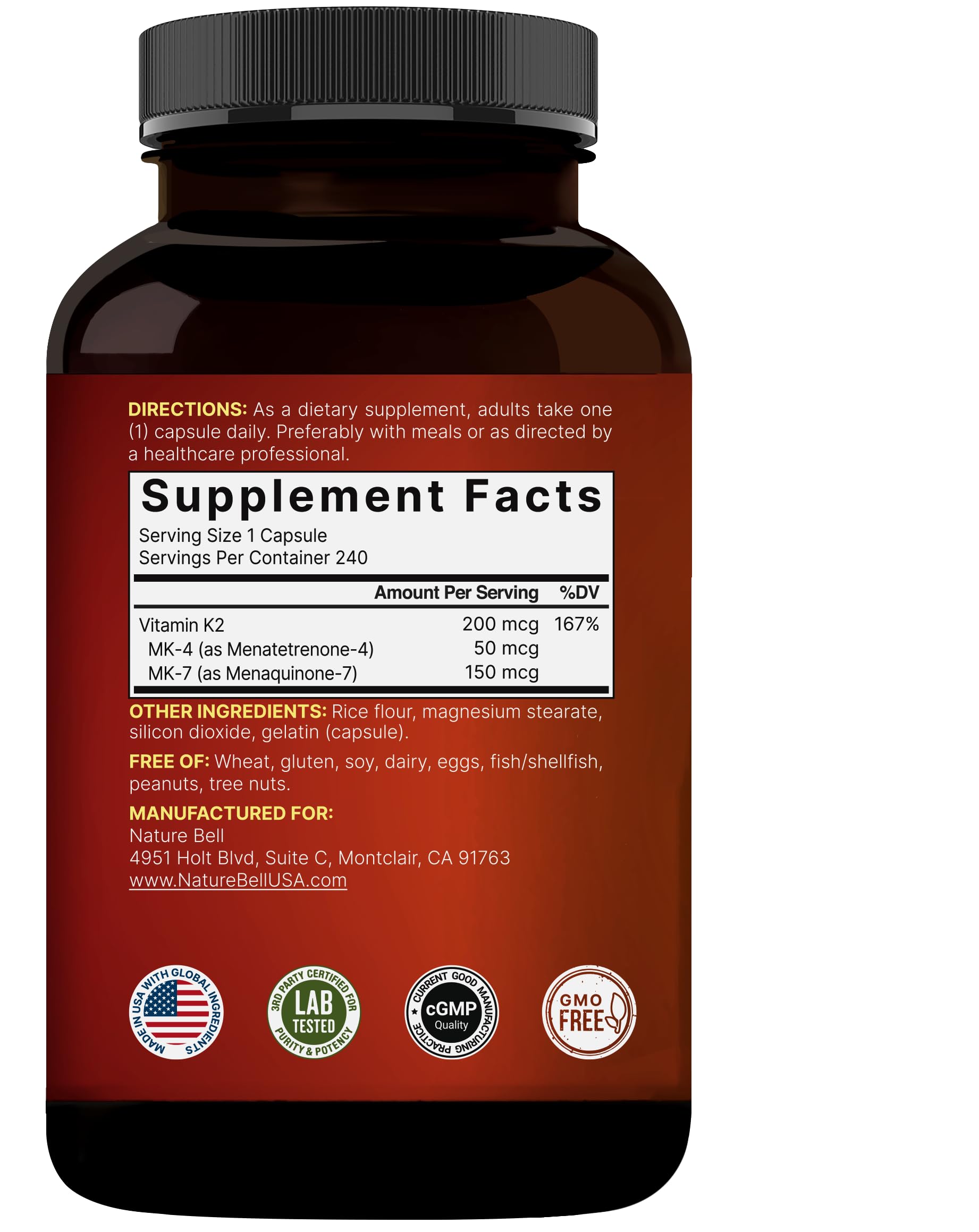 Non-GMO, soy-free, dairy-free, gluten-free label