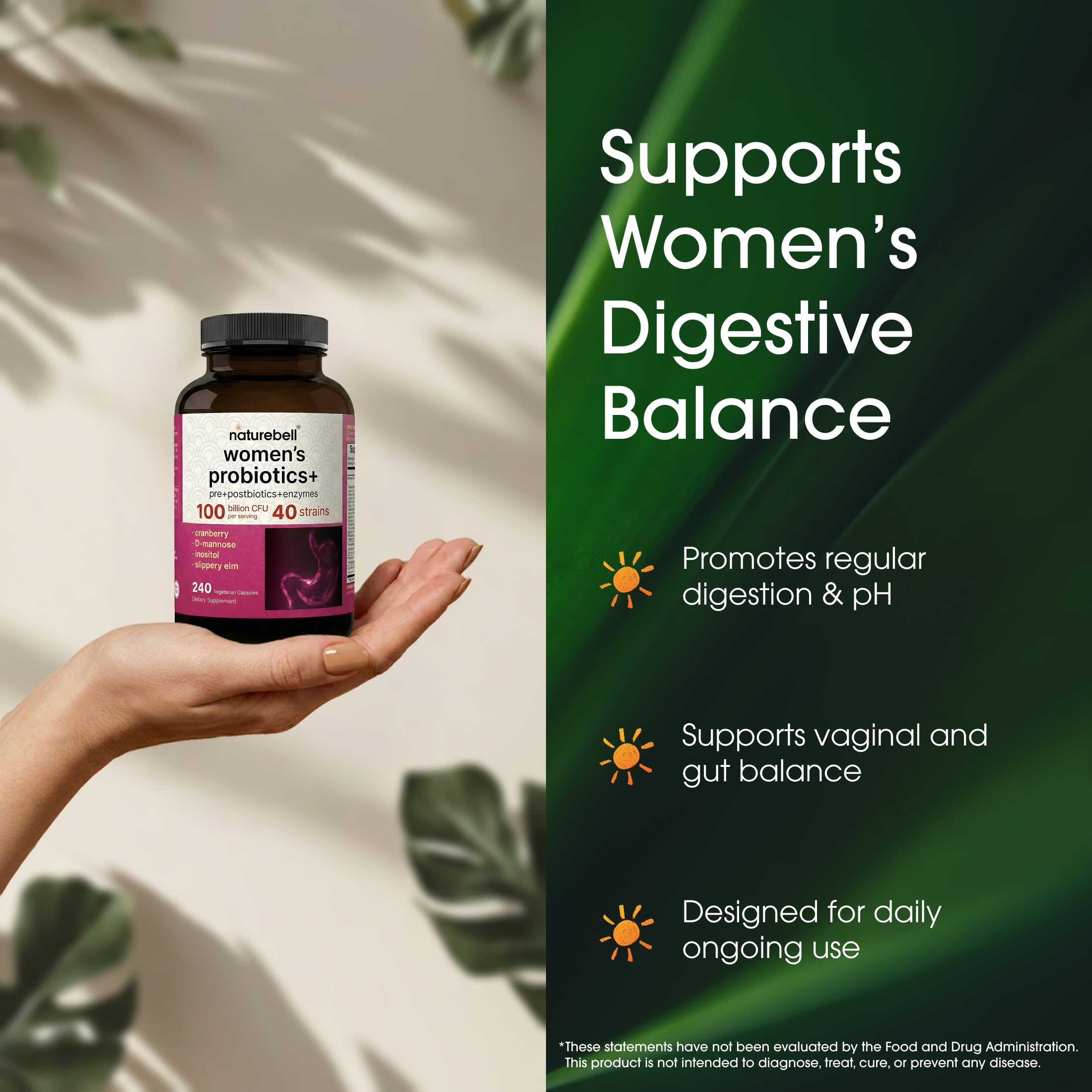 NatureBell ingredients spread including cranberry and D-mannose benefits