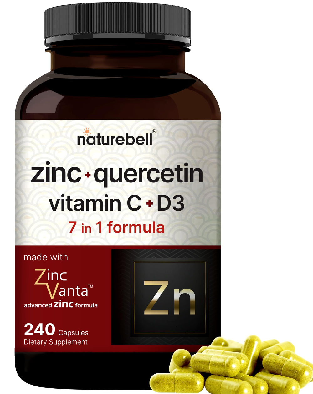 NatureBell Zinc Quercetin 240 capsules front view