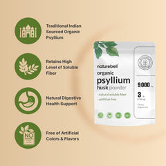 Organic, non-GMO, gluten-free label on NatureBell psyllium product