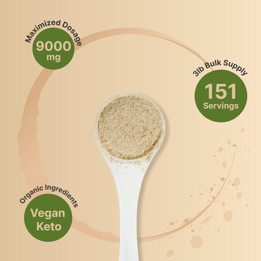 Serving scoop with psyllium husk powder and 3 lb container