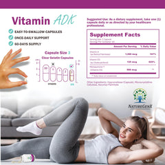Label highlighting Vitamin A 5000 IU, Vitamin D3 5000 IU, and Vitamin K2 MK-7 500 mcg