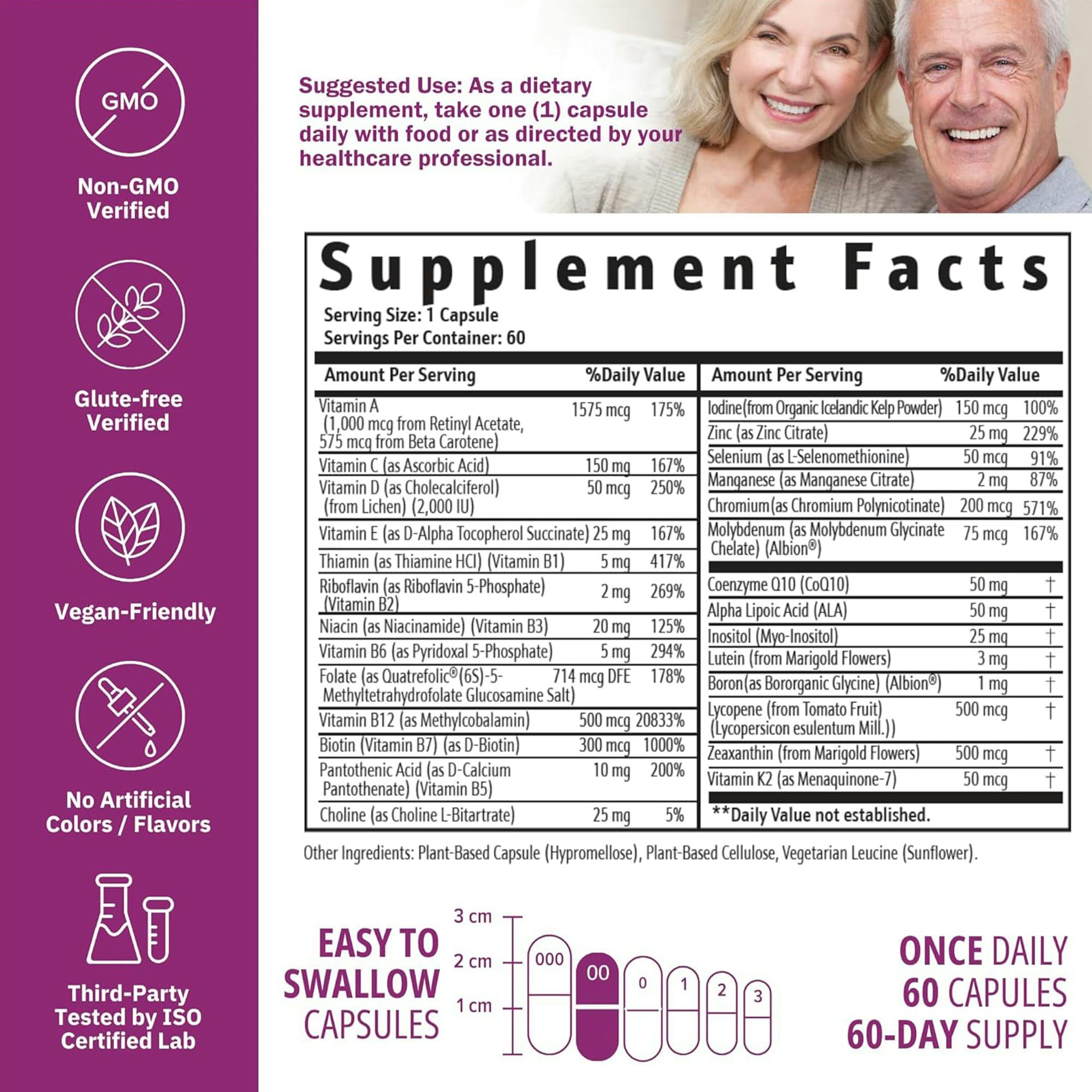 Iron-free vegan multivitamin capsules