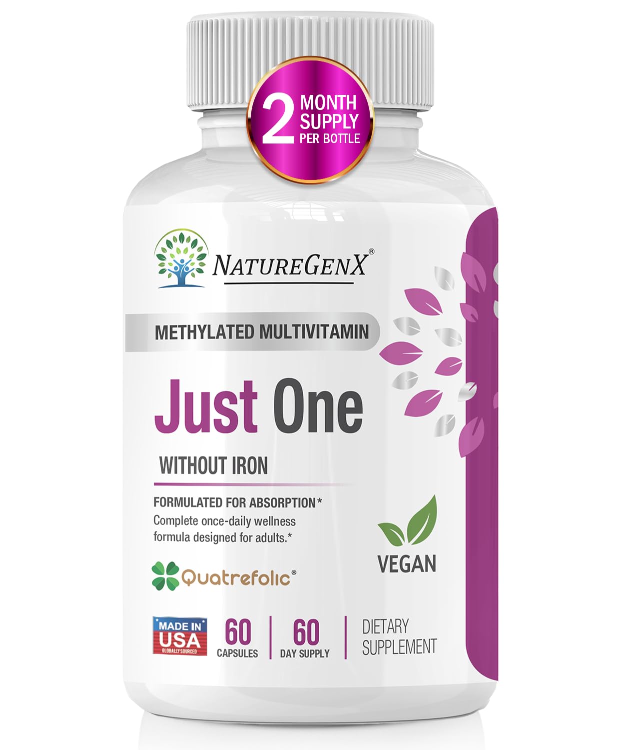 NatureGenX methylated multivitamin bottle front view