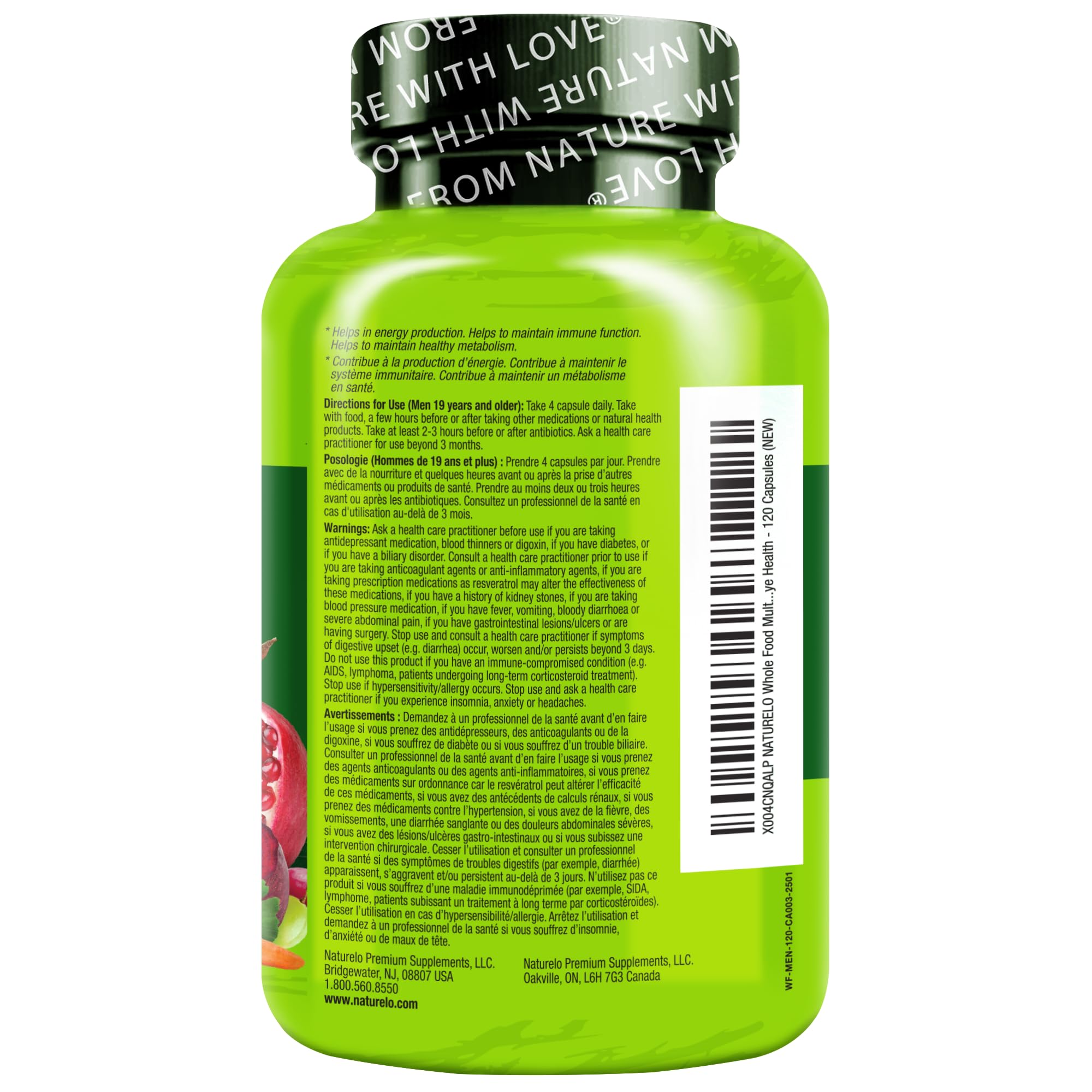 Antioxidant botanicals turmeric ginseng green tea in Naturelo multivitamin