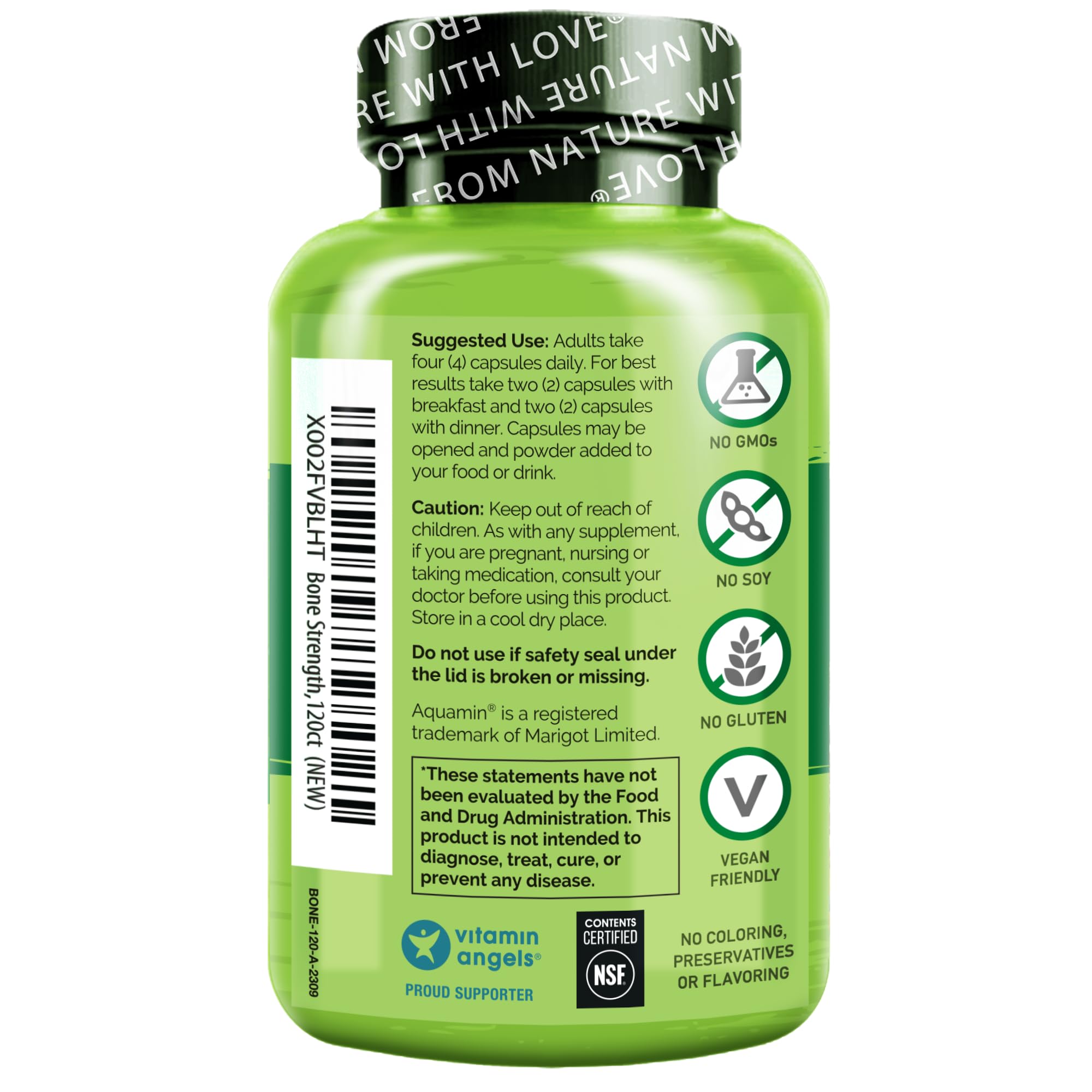 Sealed Naturelo bottle with 120 vegetarian capsules