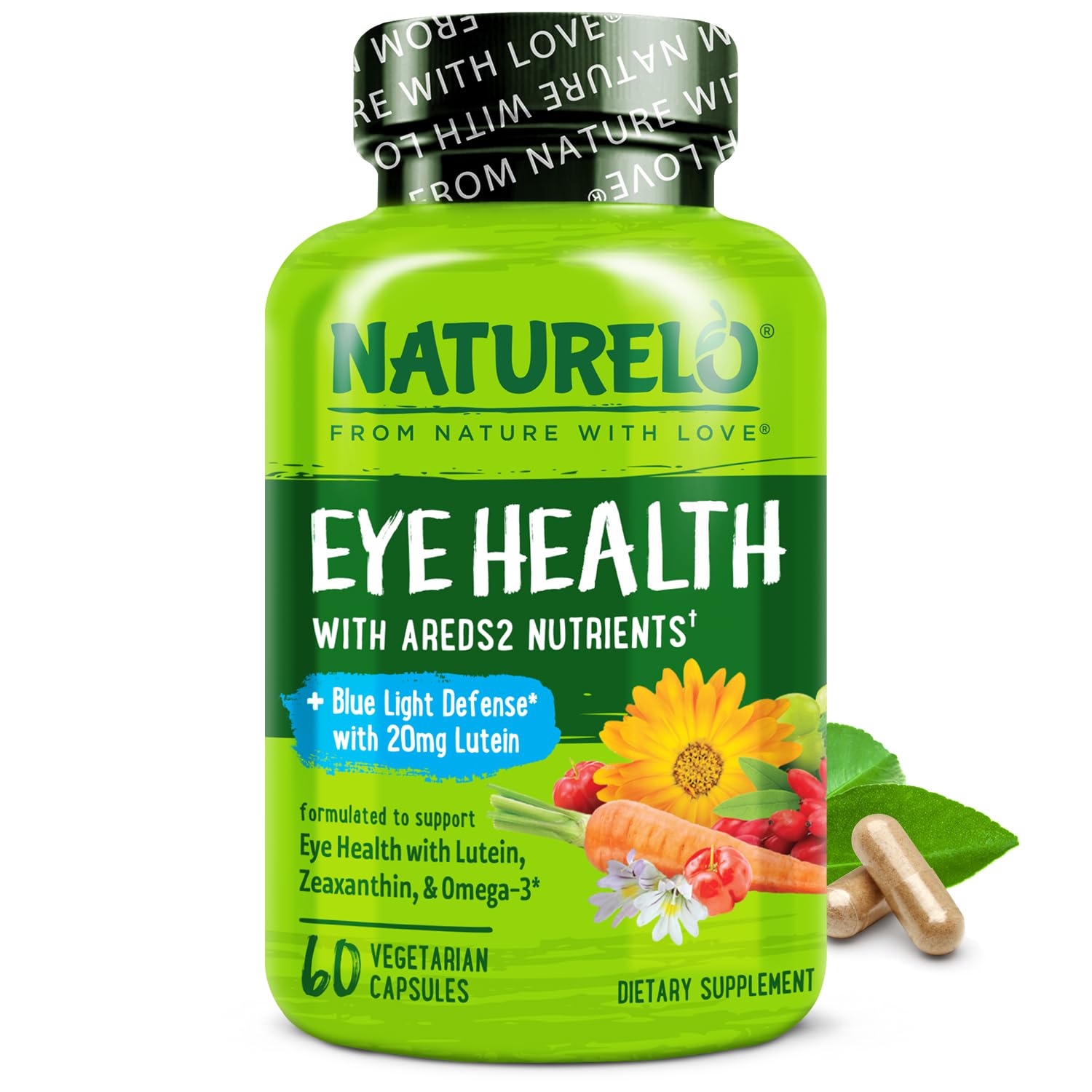 Naturelo Eye Vitamins AREDS2 bottle with capsules