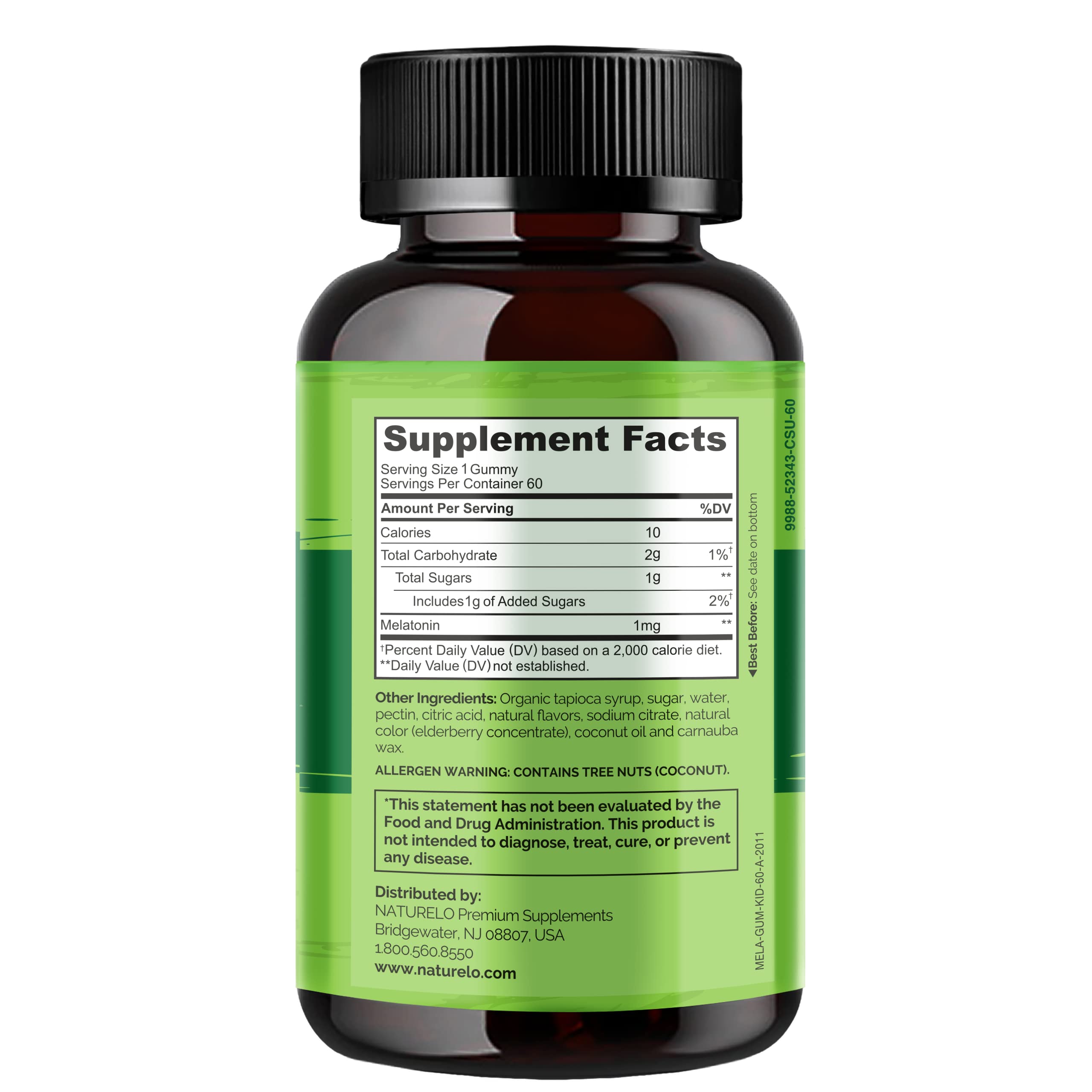 Close-up of a single 1 mg melatonin gummy for kids