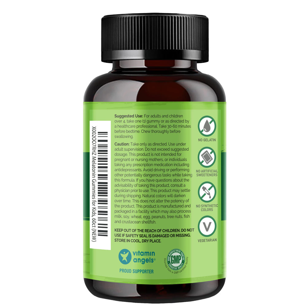 NATURELO Melatonin Gummies for Kids bottle with strawberry flavor label