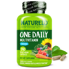Bottle of NATURELO Men's Multivitamin with label