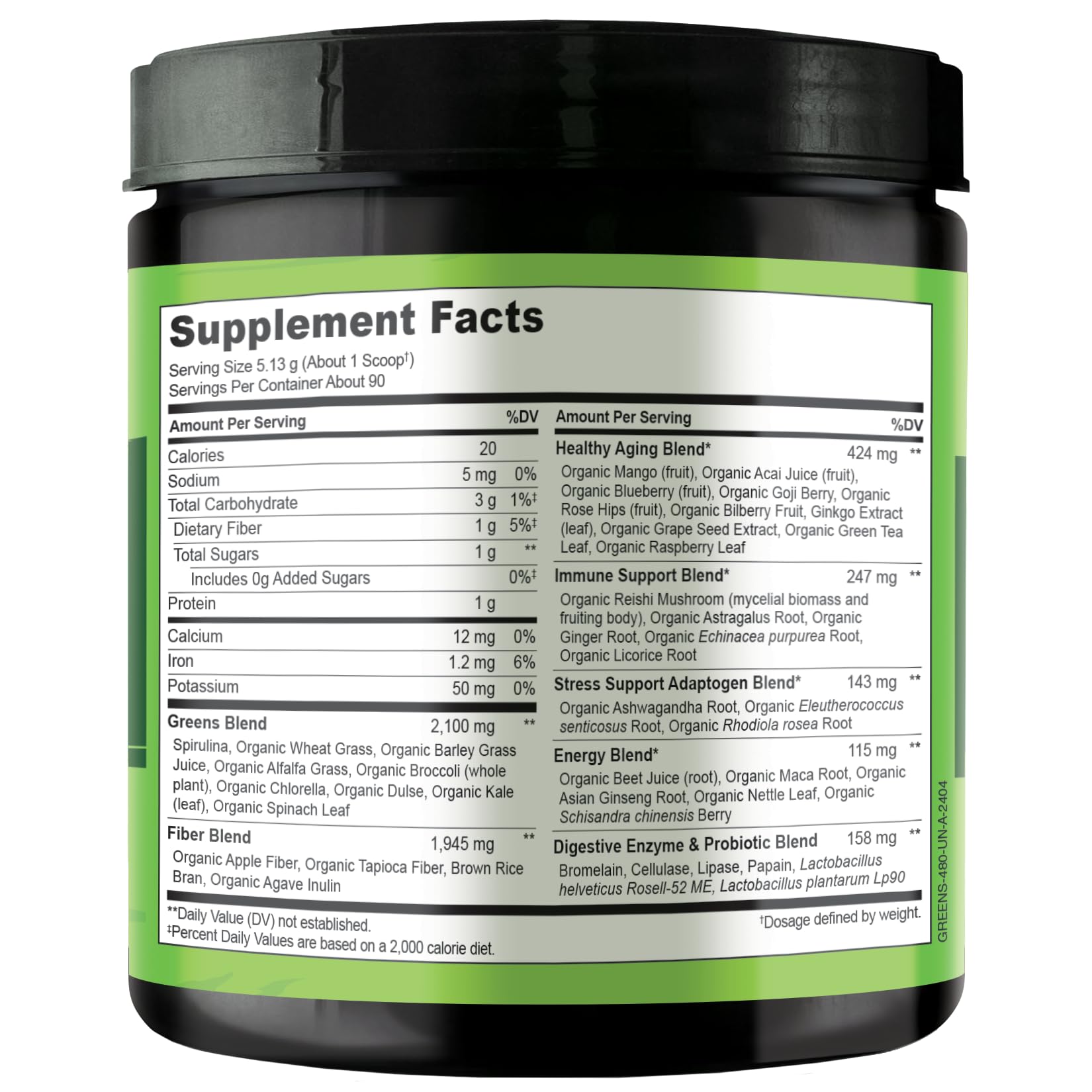 Eco-friendly packaging of NATURELO Raw Greens Powder