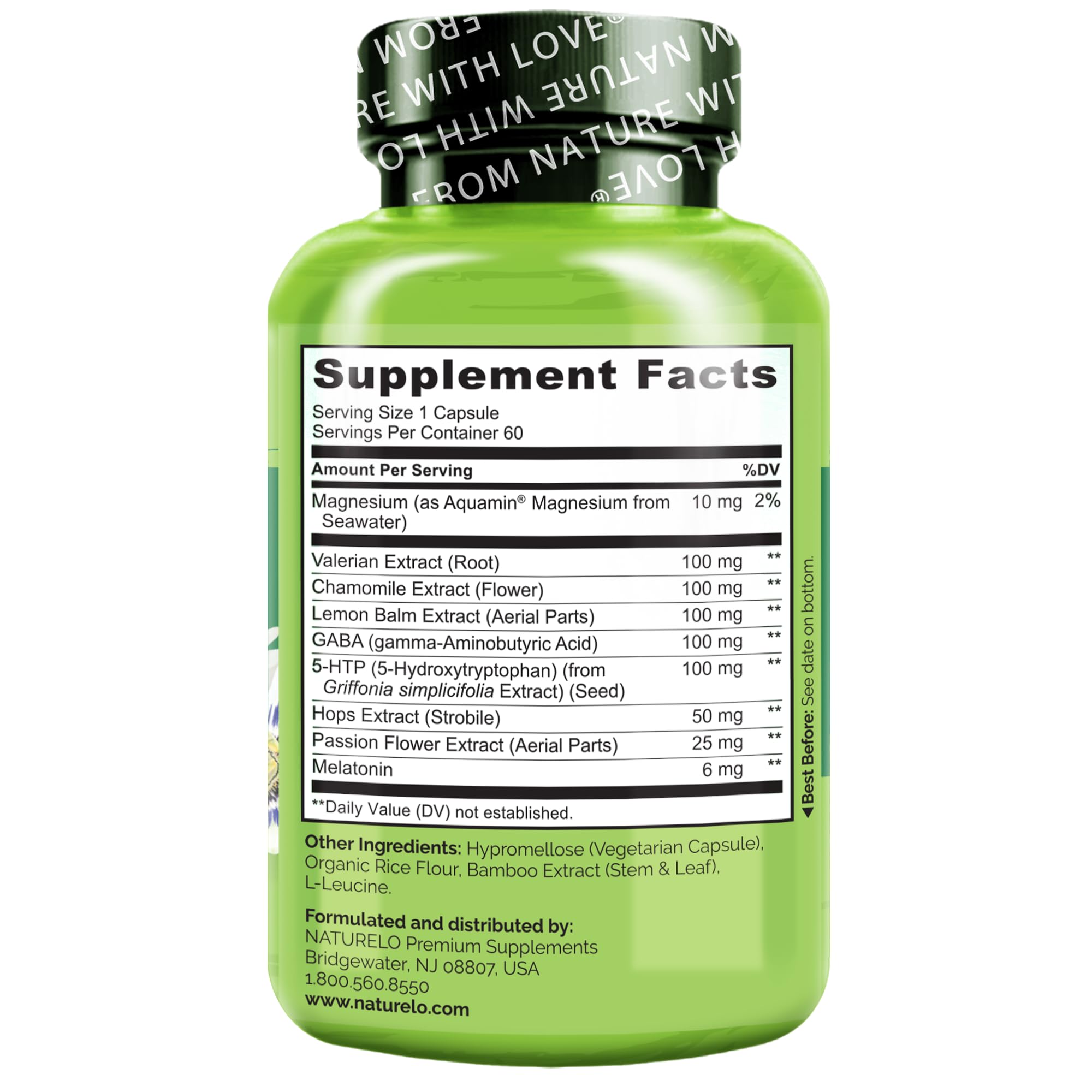 Vegan-friendly packaging and plant-based formulation of NATURELO Sleep Aid