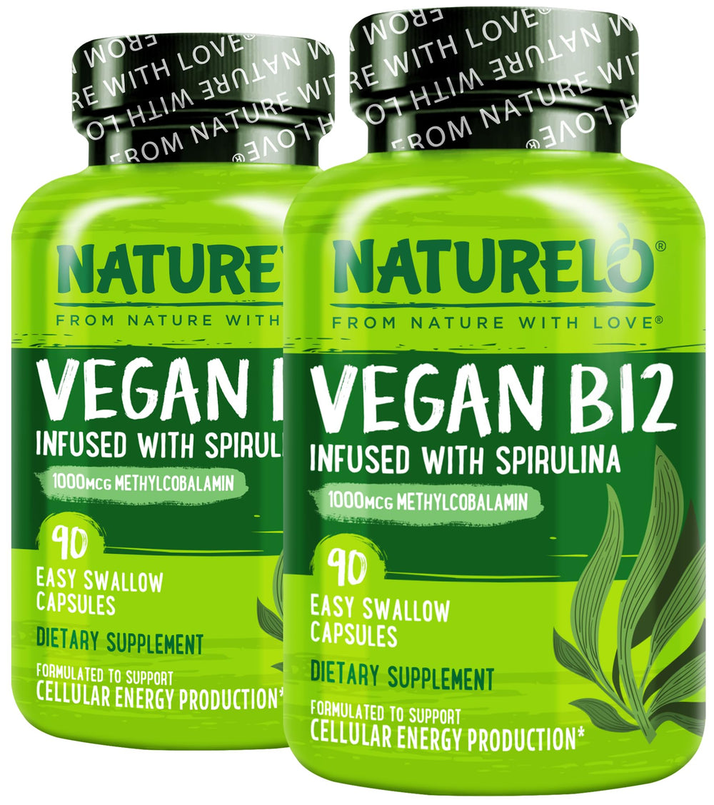 Naturelo Vegan B12 1000 mcg methylcobalamin with organic spirulina - front view