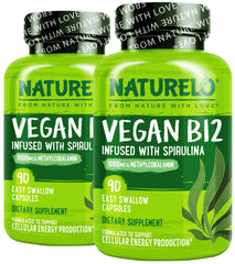 Naturelo Vegan B12 1000 mcg methylcobalamin with organic spirulina - front view